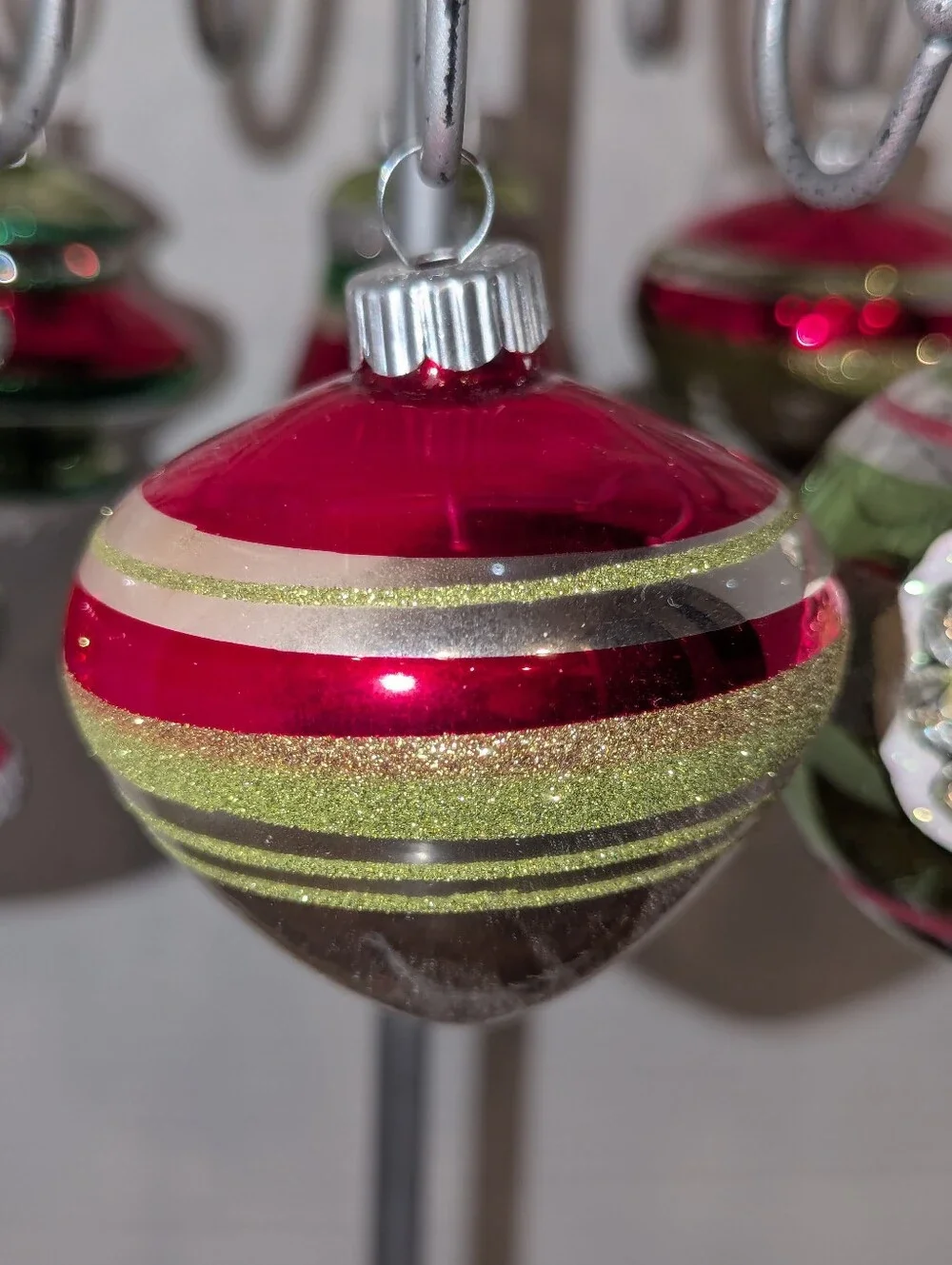 Set of 8 Christopher Radko Shiny Brite Glass Christmas Ornaments